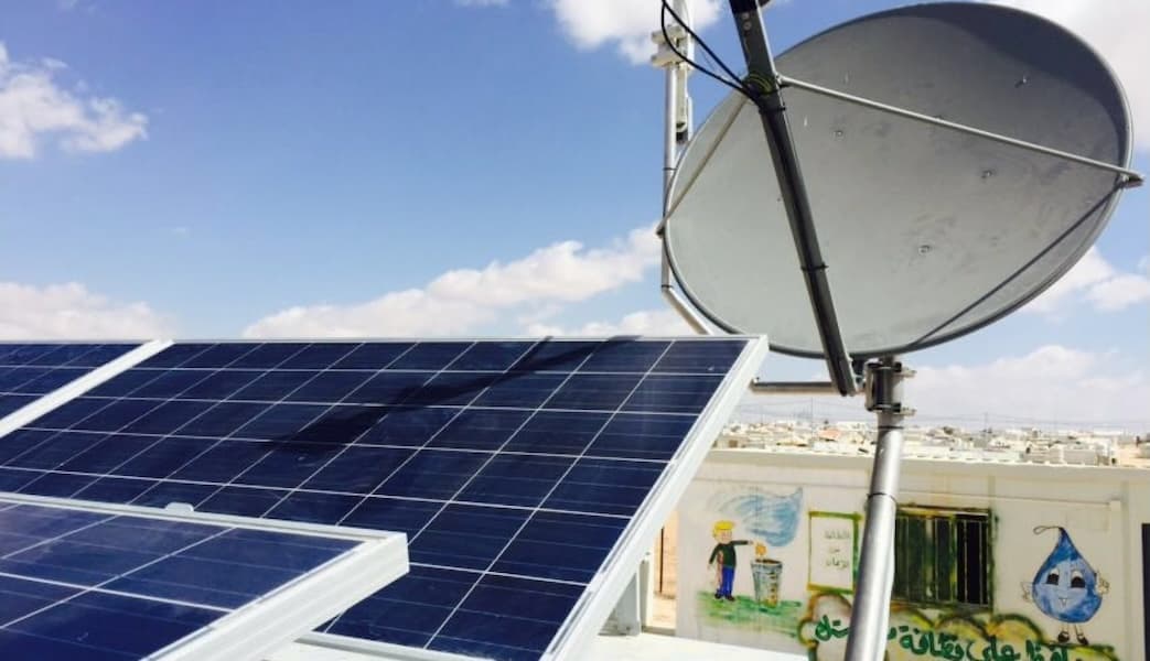 solar panels and satellite